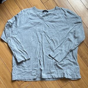 Gray V-Neck Long Sleeve Shirt